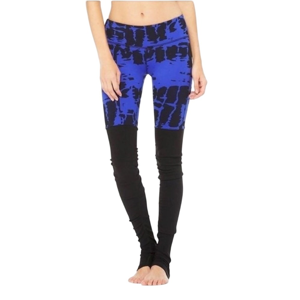 Alo Yoga Goddess Leggings Electric Blue Tie Dye‎ Stirrup Leggings XS W8187R